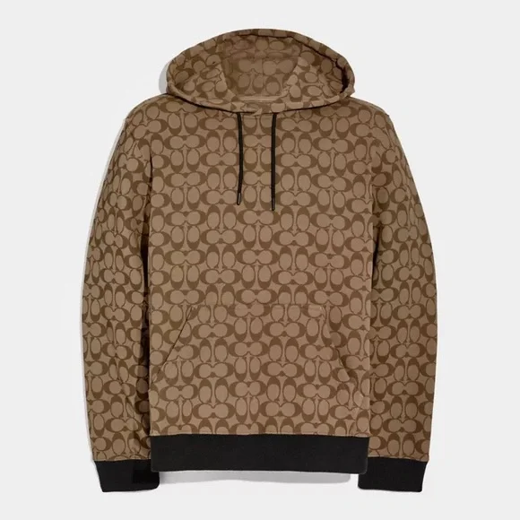 COACH Signature Monogram Terry Cotton Hoodie - Picture 1 of 9